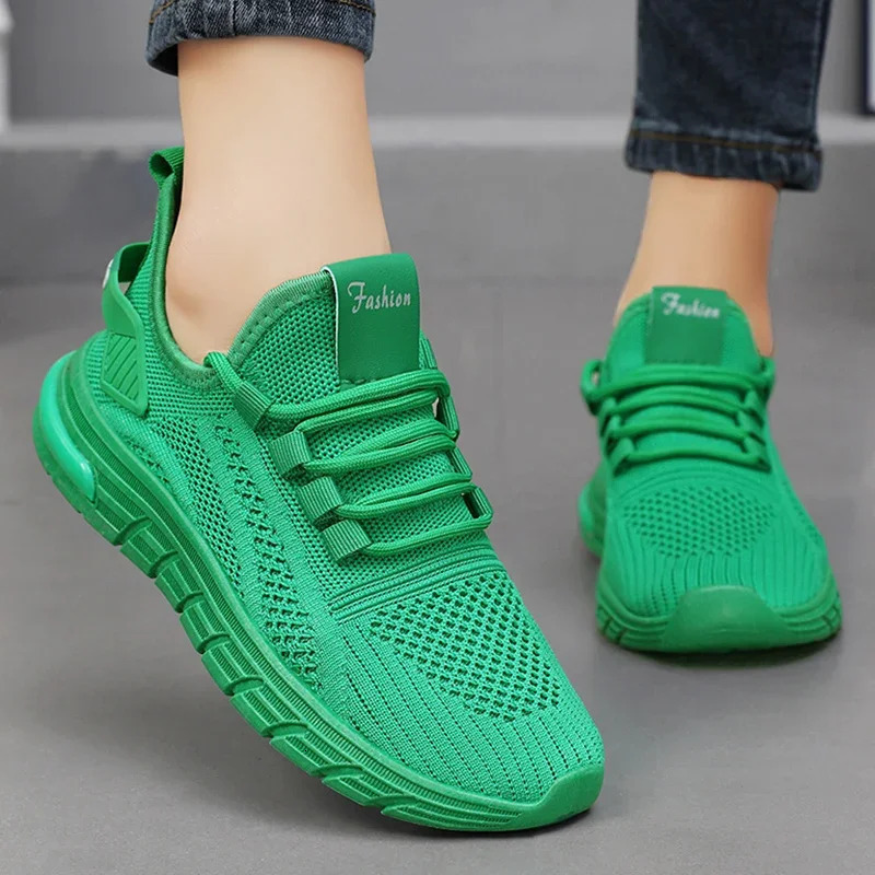 Breathable Knit Running Shoes for Women Spring Fashion Casual Platform Sneakers Lightweight AntiSlip Sports Shoes 250717