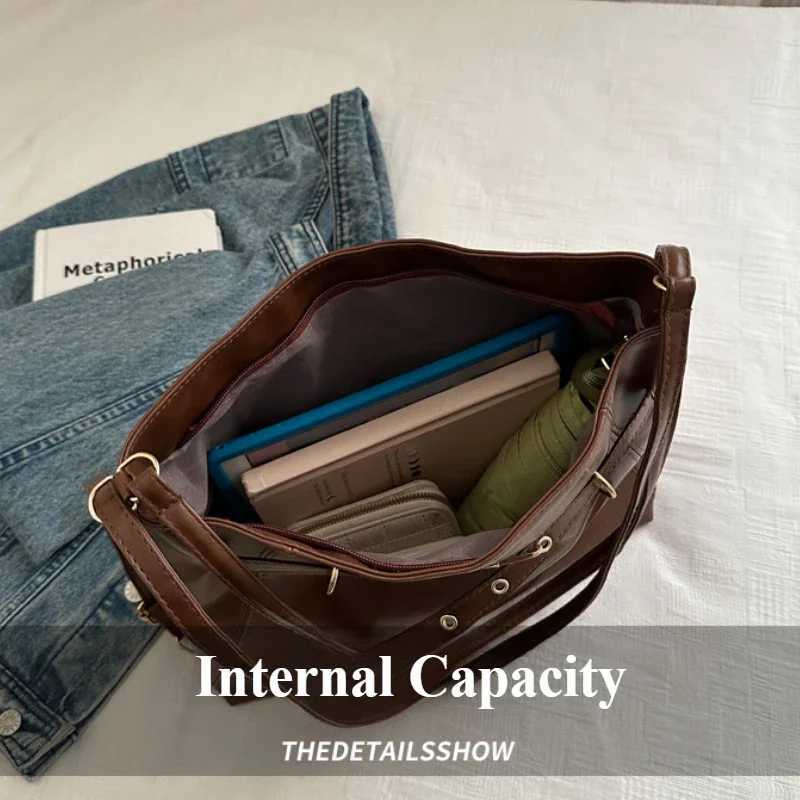 Vintage Large Capacity Mens Shoulder Bag Fi Backpacks Pu Leather Ladies Crossbody Bag Female Commuter Tote Handbags Y250718