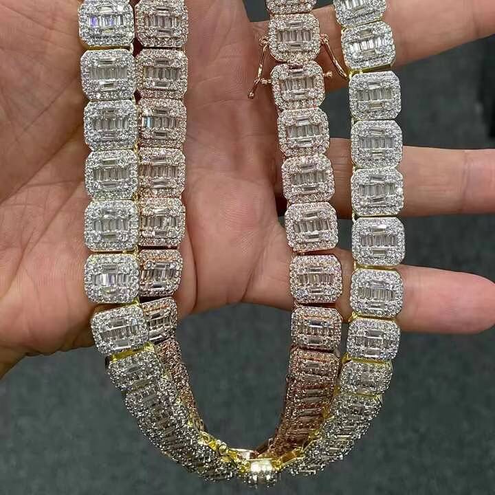 Custom Hip Hop Style Cuban Chain for Men VVS Moissanite Diamond Necklace in IGI Certified 925 Silver with 18K White Gold Finish