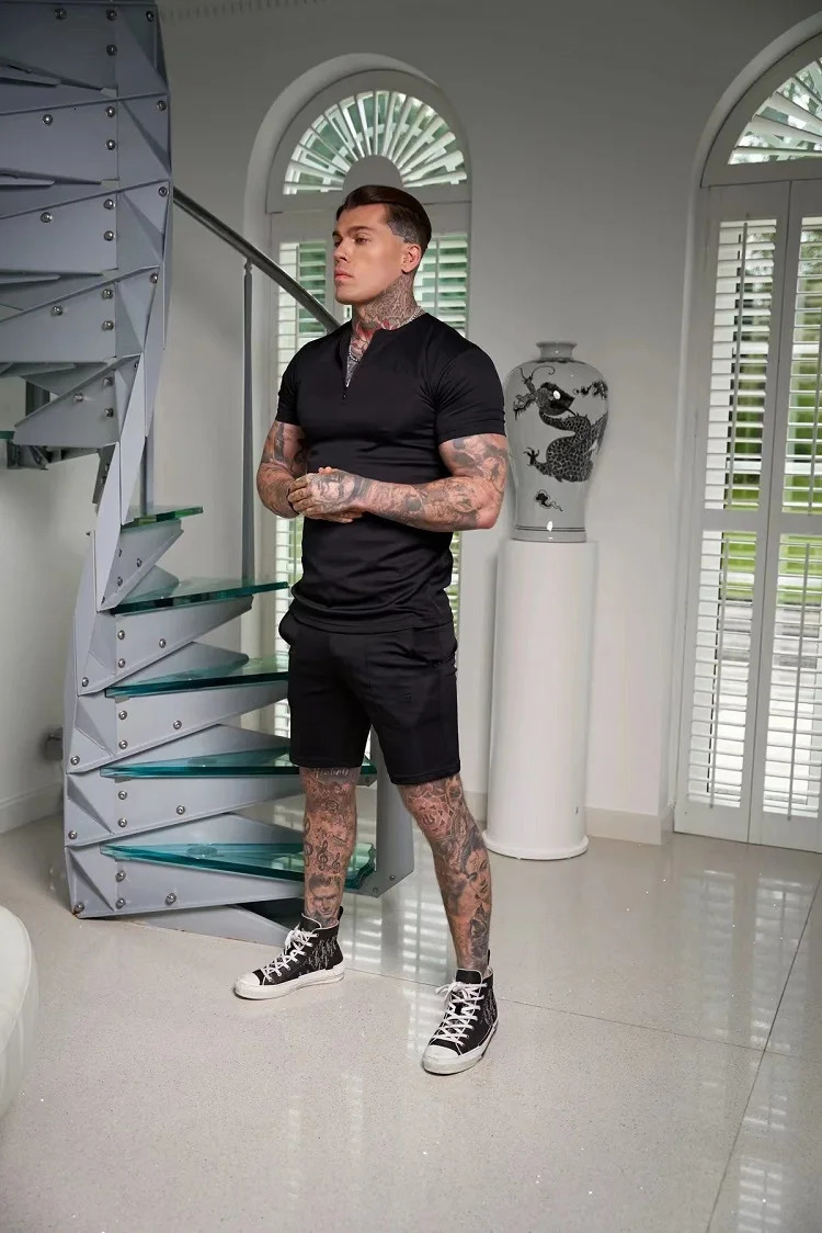 Summer Solid Color Short Sleeve Mens Sports Leisure Fitness Breathable Quick Drying Elastic Sweat Absorption T-shirt Men 250715