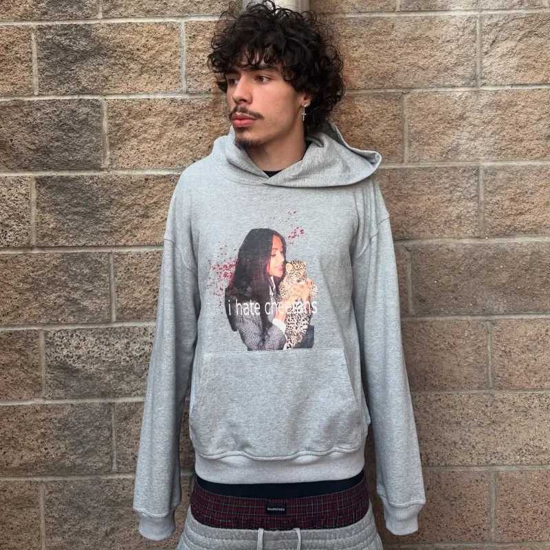 High Street Harajuku Hip-Hop Letter Anime Print Oversized Hoodie Men Y2K Casual Fashion Goth Punk Retro Rock Sweatshirt Women X250718