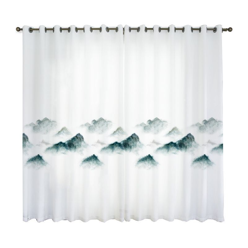 YL-36642 New Chinese style landscape painting all-match chiffon window screen living room bedroom tea house temple light-transmitting and non-transmit