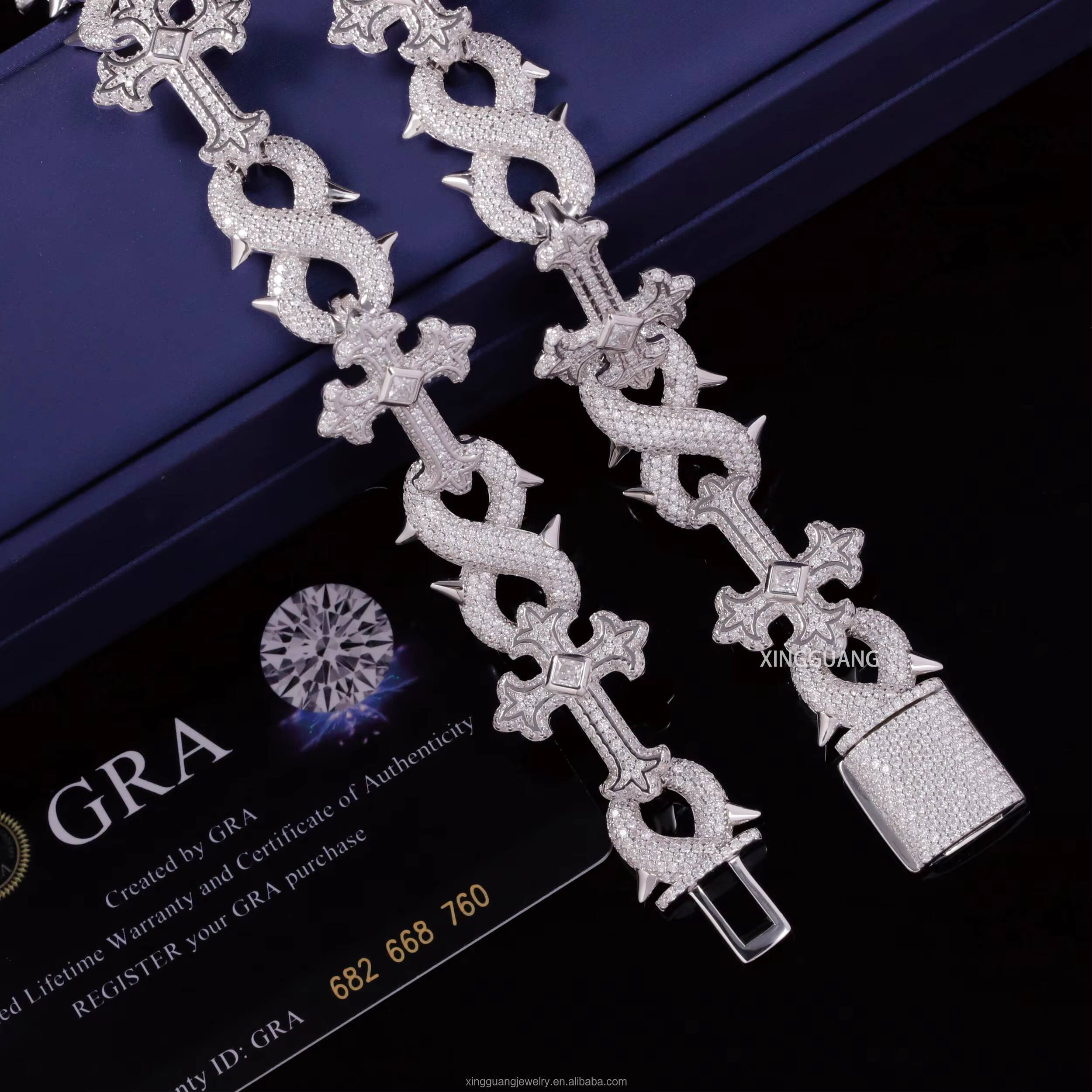 Custom Cross Chain 100% Passed Diamond Test Hot Popular Cuban Link Chain 16mm VVS Moissanite S925 Cross Cuban Hip Hop Necklace