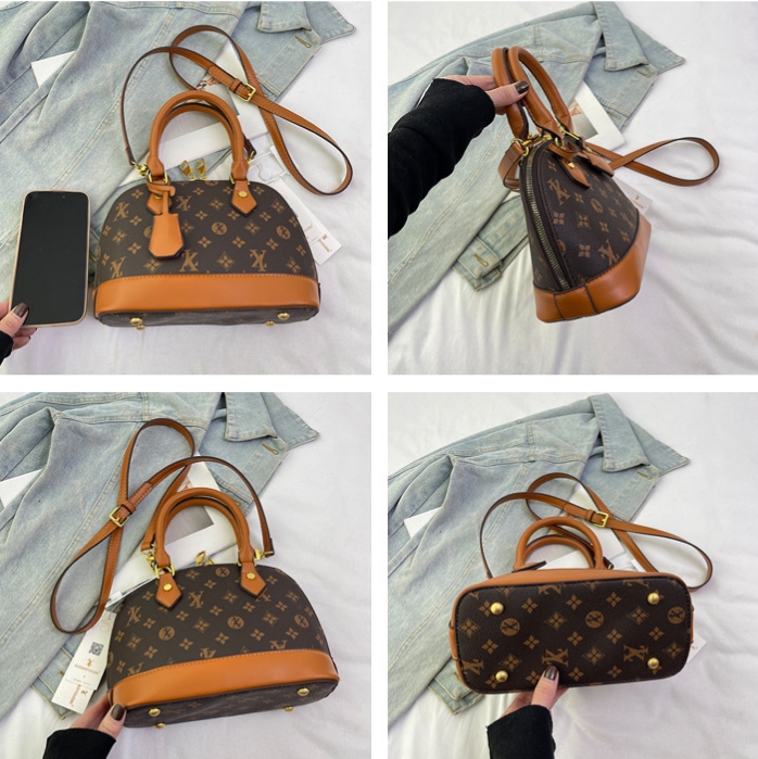 Light luxury Fashionable female Advanced printed retro light luxury hand-held vintage flower shell bag new versatile and temperament crossbody bag sho