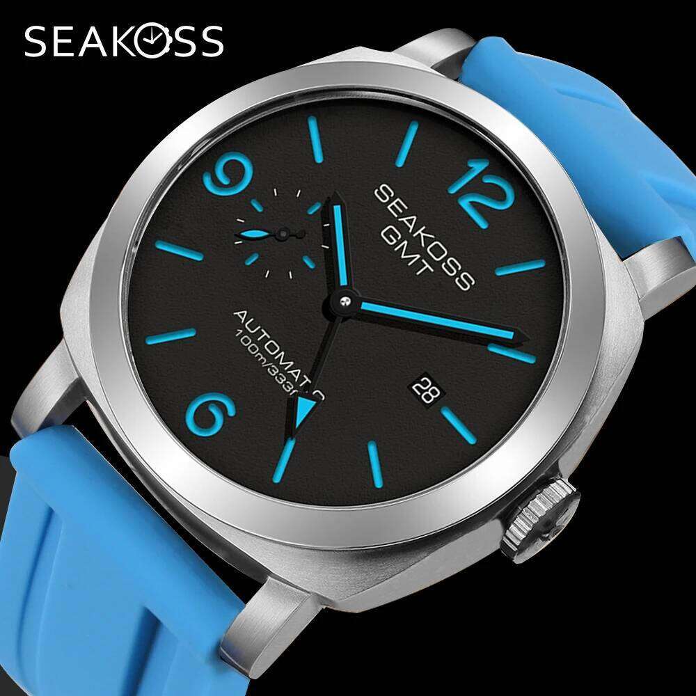 SEAKOSS GMT Super Luminous Diving Automatic Mechanical Watch Men 10ATM 1963 Original 2557 Movement Calendar Sapphire Wristwatch free shipping