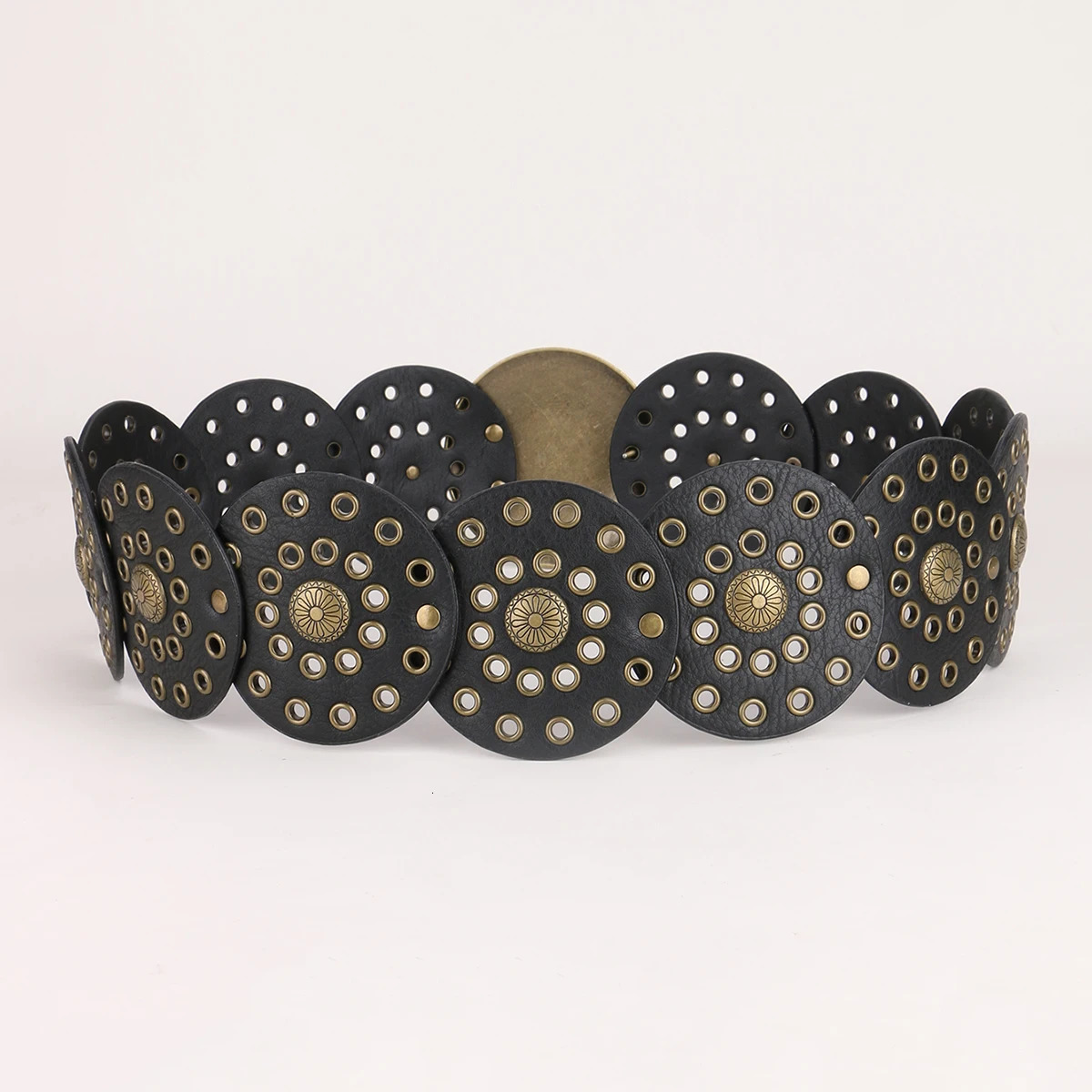 Punk Ladiess stud Circle PU cowboy Belts Heavy metal band waist Decorate accessories cowgirl wide Girdle For Women Coat clothe 250717