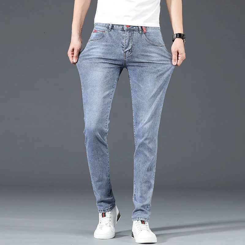 2024 Korean Slim Fit Stretch Jeans Fashion Brand Skinny Jeans Men Casual Classic Cotton Youth Pencil Denim Trousers Light Blue X250718