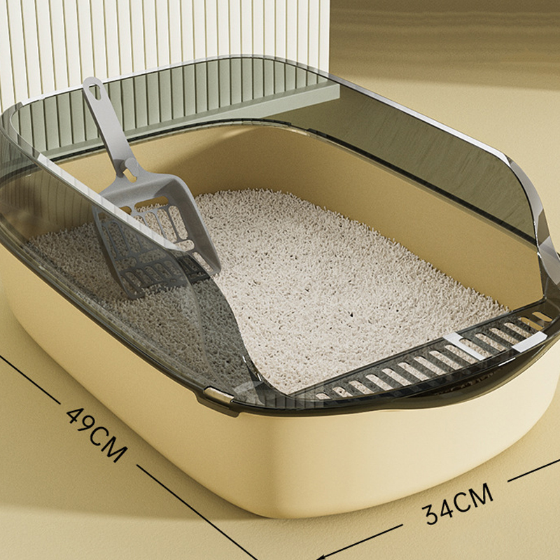 Semi enclosed cat litter box oversized splash proof thickened cat toilet pet supplies cat extra large odor proof hair replacement