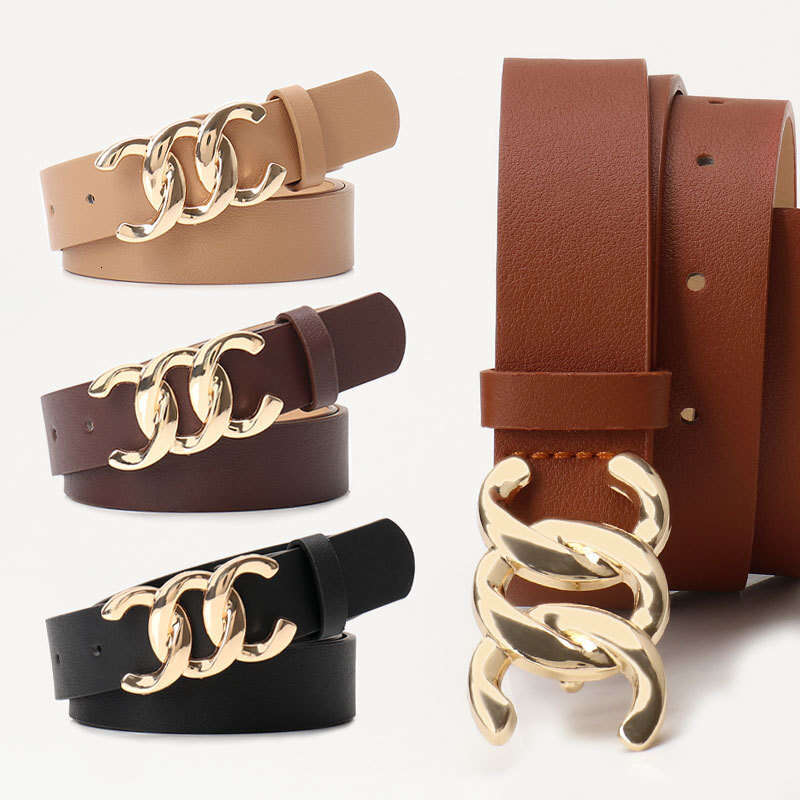 High-end Commuting Style Women's Versatile Coat Jeans Decorative Melard Alloy Plate Buckle Waist Belt for Women