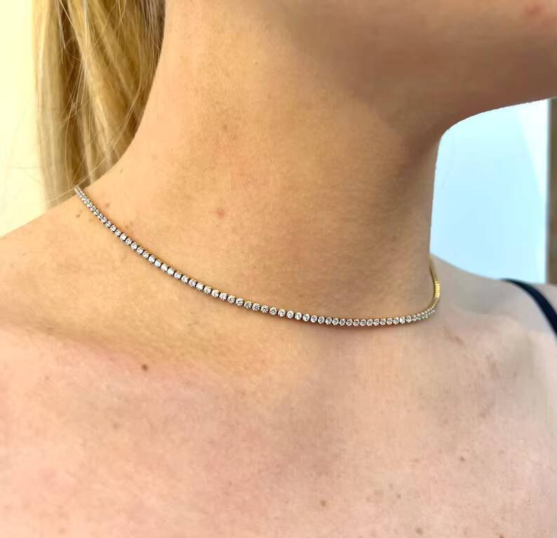 Hip Hop 2mm 3mm Moissanite Chain Iced Out Chain 925 Silver Sparkling Moissanite Tennis Chain