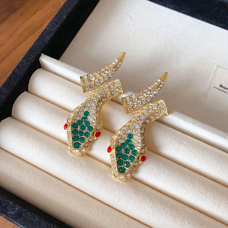 Dia-encrusted Snake Necklace Unique Creative Light Style Clavicle Chain Exquisite Fashion Trendy Personality Jewelry for Women