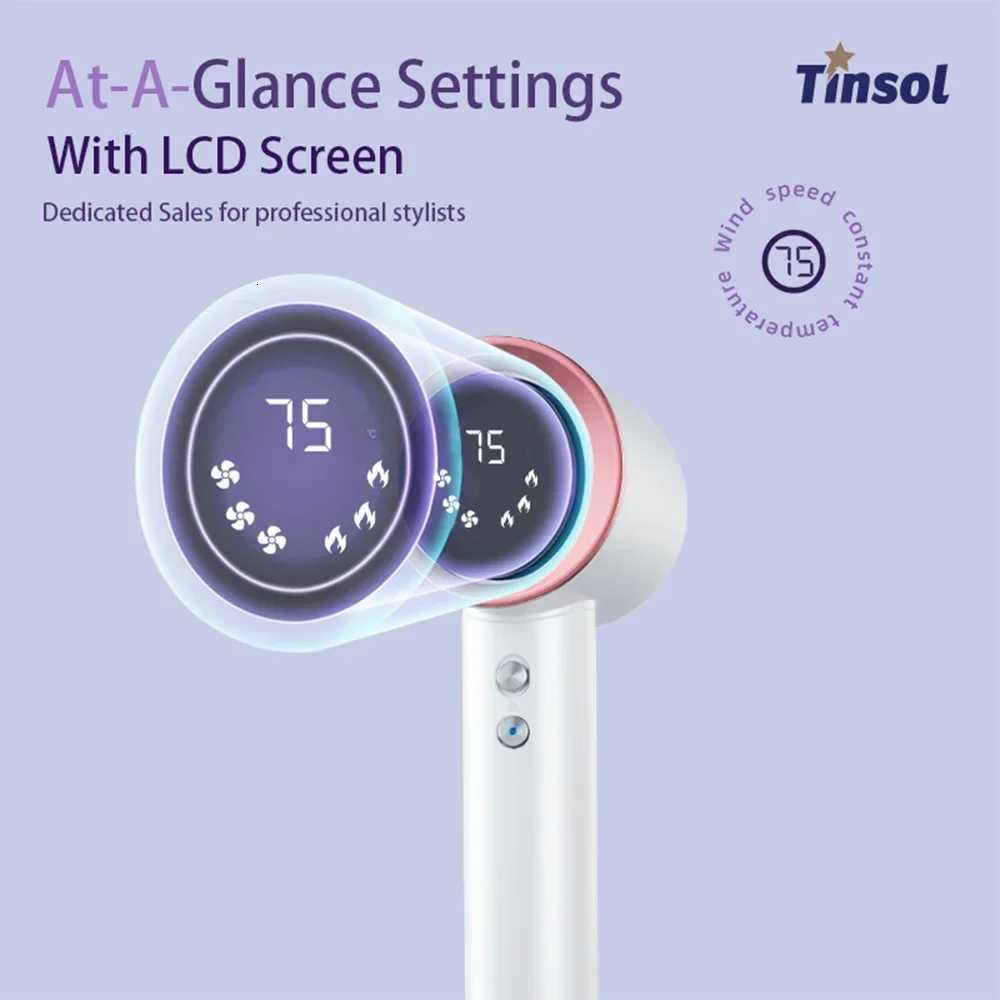 Professional Hair Dryer High Speed Negative Ion1100001500W Professional Hair Dryer with LED Temperature Display W250718