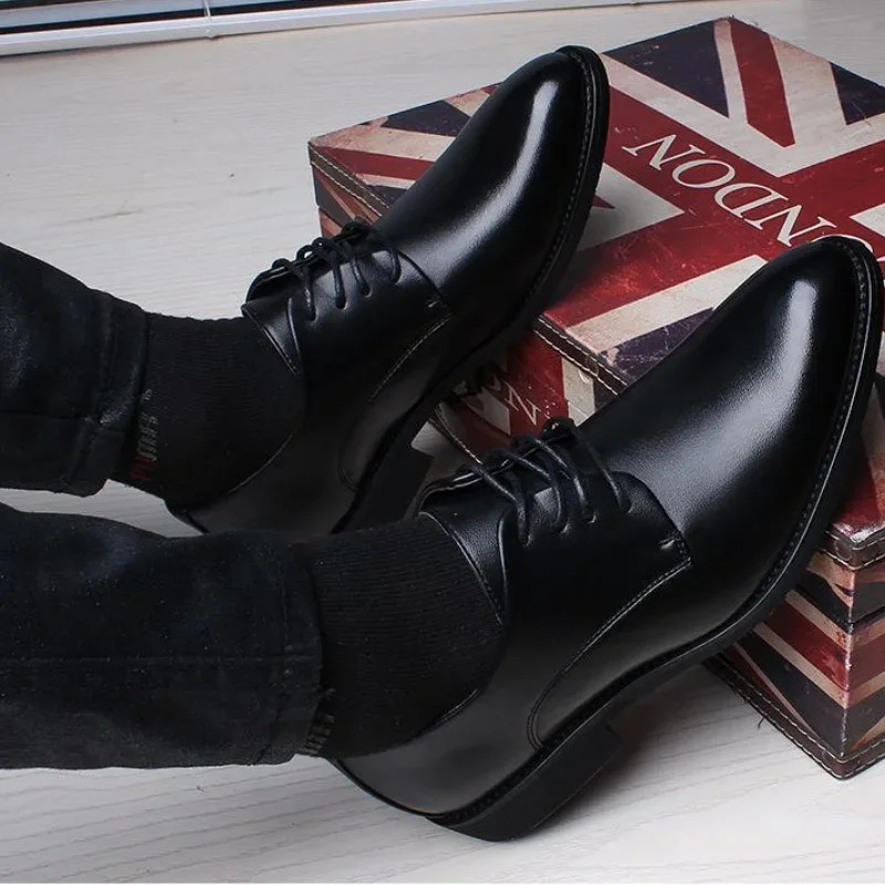 Social Shoe for Men Natural Gumrukfree Genuine Leather Oxfords Shoes Lace Up Dress Man Footwear Cowhide Gentleman Suit 39 Black 250717