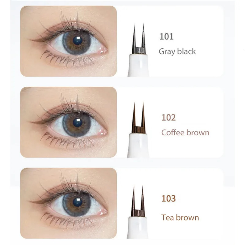 Ultra-thin 2 Fork Tip Liquid Eyeliner Double Forked Tip Lower eyelash Pen Makeup Smooth Eye Liner 2Point Eyebrow Pencil Cosmetic 250717