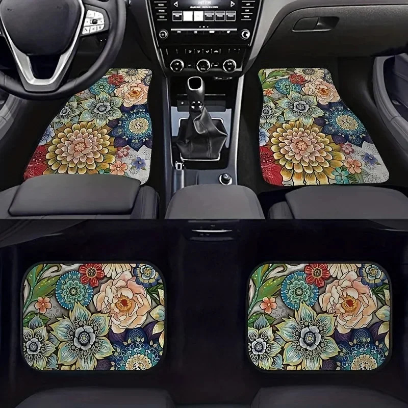 Car Foot Mats Universal Bohemian Style Car Foot Mats Carpet 4 Pieces Dirty Resistant Front and Rear Mats Set Car Accessories 250715