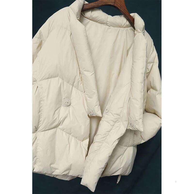 Schinteon Women Japanese Style Jacket Over Size White Duck Down Coat Loose Warm Autumn Winter Casual Outwear Top Quality MDNG