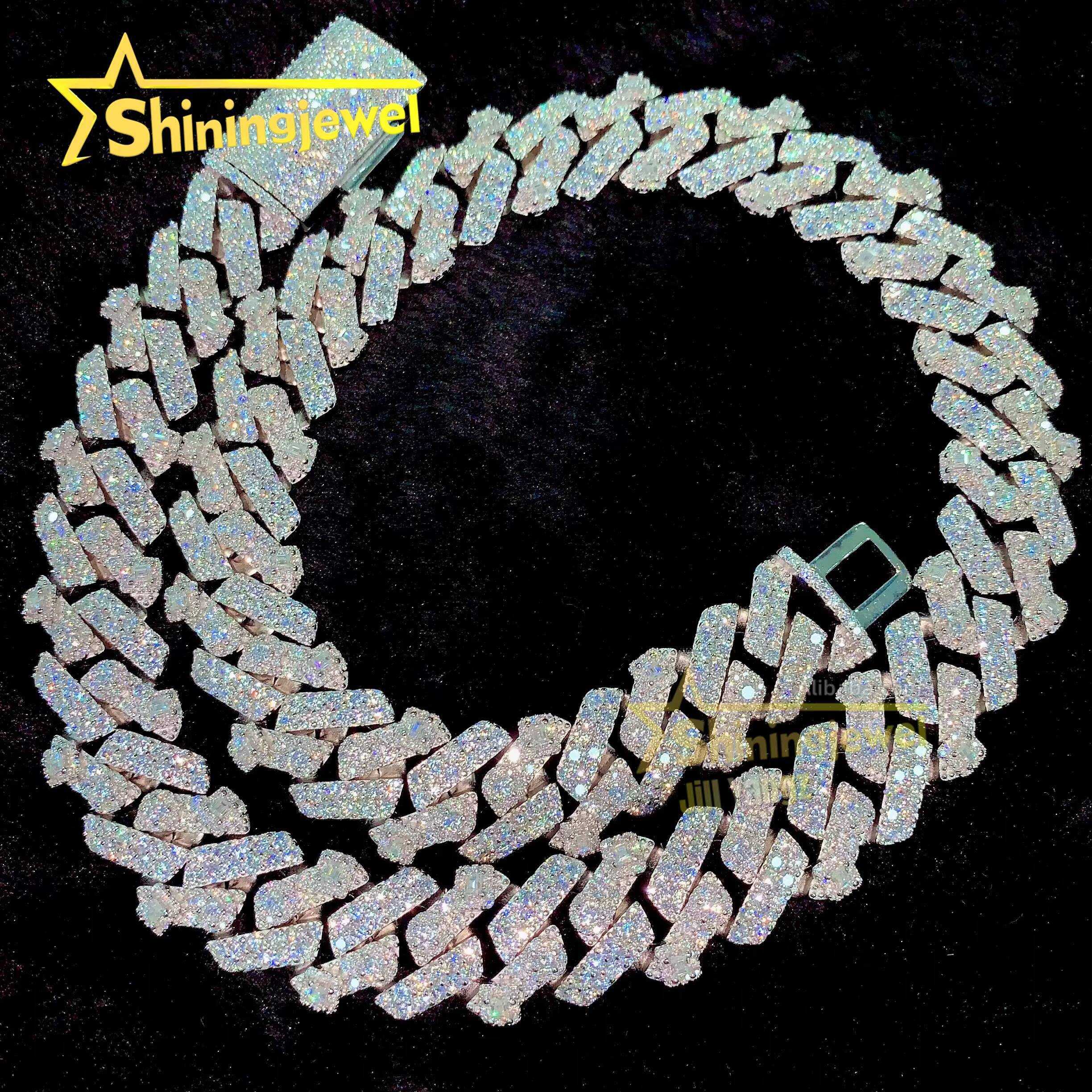 Bargain Sale 18mm Cuban Link Chain Button Design Moissanite Cuban Bracelet Necklace Custom Hip Hop Diamond Cuban Links