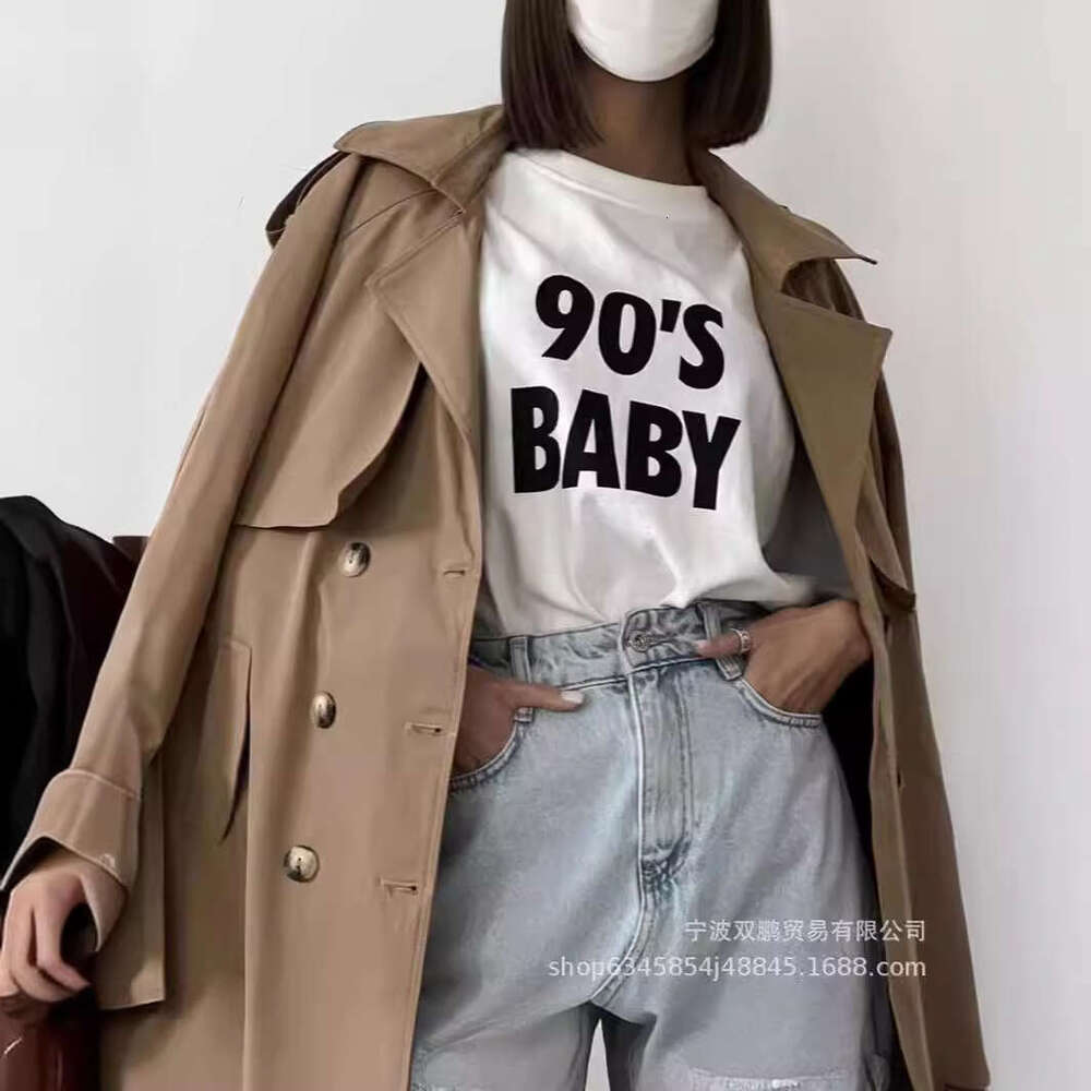 New American Style Letter Pure Cotton T-Shirt For Women Simple Basic Short Sleeve Top Versatile Loose Pullover B5