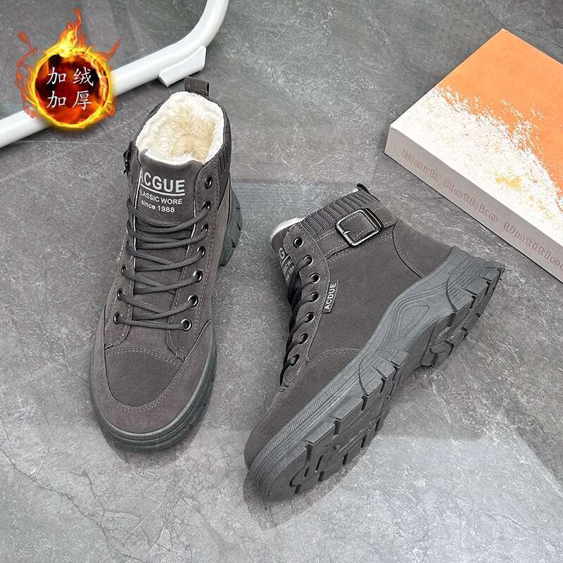 Winter New Martin for Women, Free shipping Round Toe, Thick Free shipping Sole, Fleece Lined, Warm Free shipping Women's Shoes, Belt Buckle, Sued