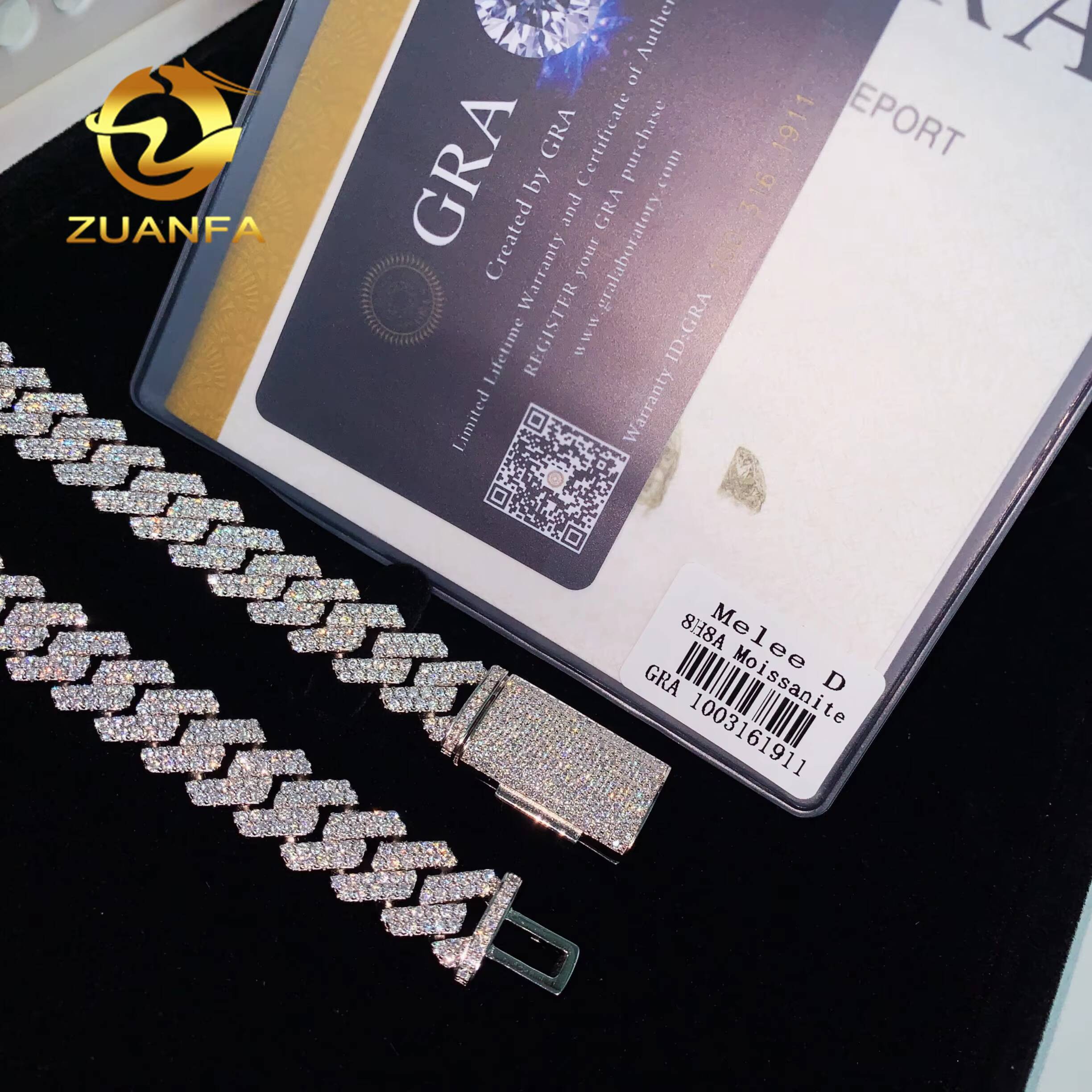 Classic Style 13mm Cuban Links Moissanite Chain Cuban Chain 2 Row Prong Chain Pass Diamond Tester