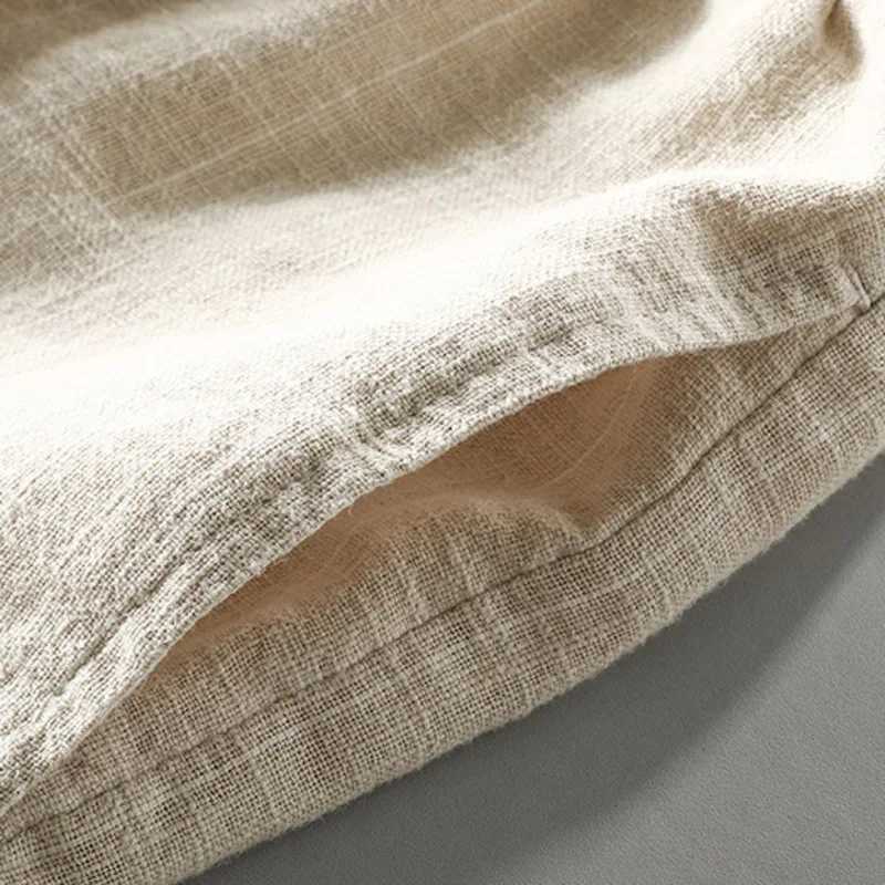 Summer Cotton Linen Shorts Pants Men Casual Solid Color Breathable Comfortable Striped Drawstring Man Holiday Beach Thin Shorts W250718