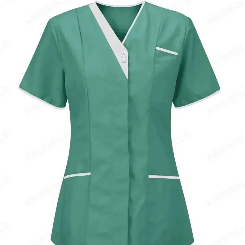 Skin Friendly Nursing Work Clothes Tops Waiter Uniform Work Clothes 2024 New Hospital Hand Washing Clothes Tops Pure Cotton Z250718