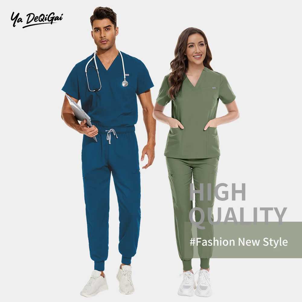 Unisex Nurse Uniform Fashion Joggers Nursing Set Doctor Nurse Specific Workwear BreaTHable Scrub Veterinary Uniform Z250718