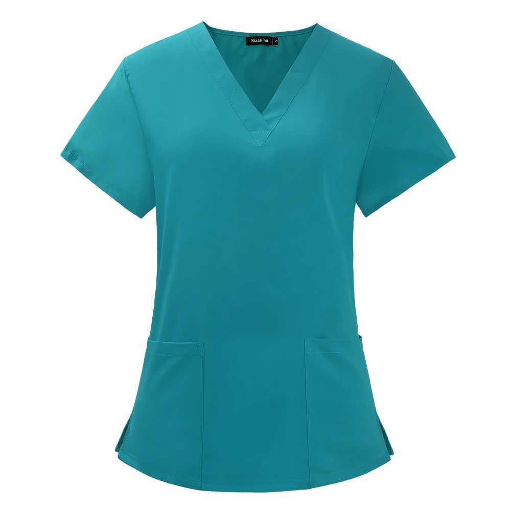 Beauty Salon Uniform Elastic Breathable Spandex Nurse Accessories Fashion Slim Fit Tops Summer Lab Overalls Scrub Clothes Women Z250718