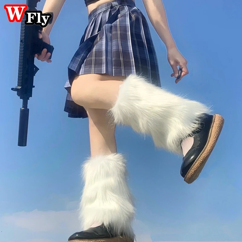 Women Girls Harajuku fur Winter furry Leg Warmer Lady Stockings Gothic Lolita cosplay sweet Lolita Warm Boots furry Leg warmers 250717