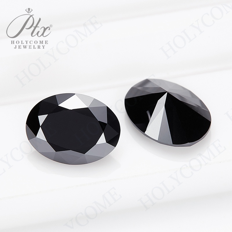 Holycome Black Color Loose Moissanite Stone Oval Cut 0.1~10ct VVS1 Moissanite Gemstones for Diamond Ring with GRA Certificate Precious Gems