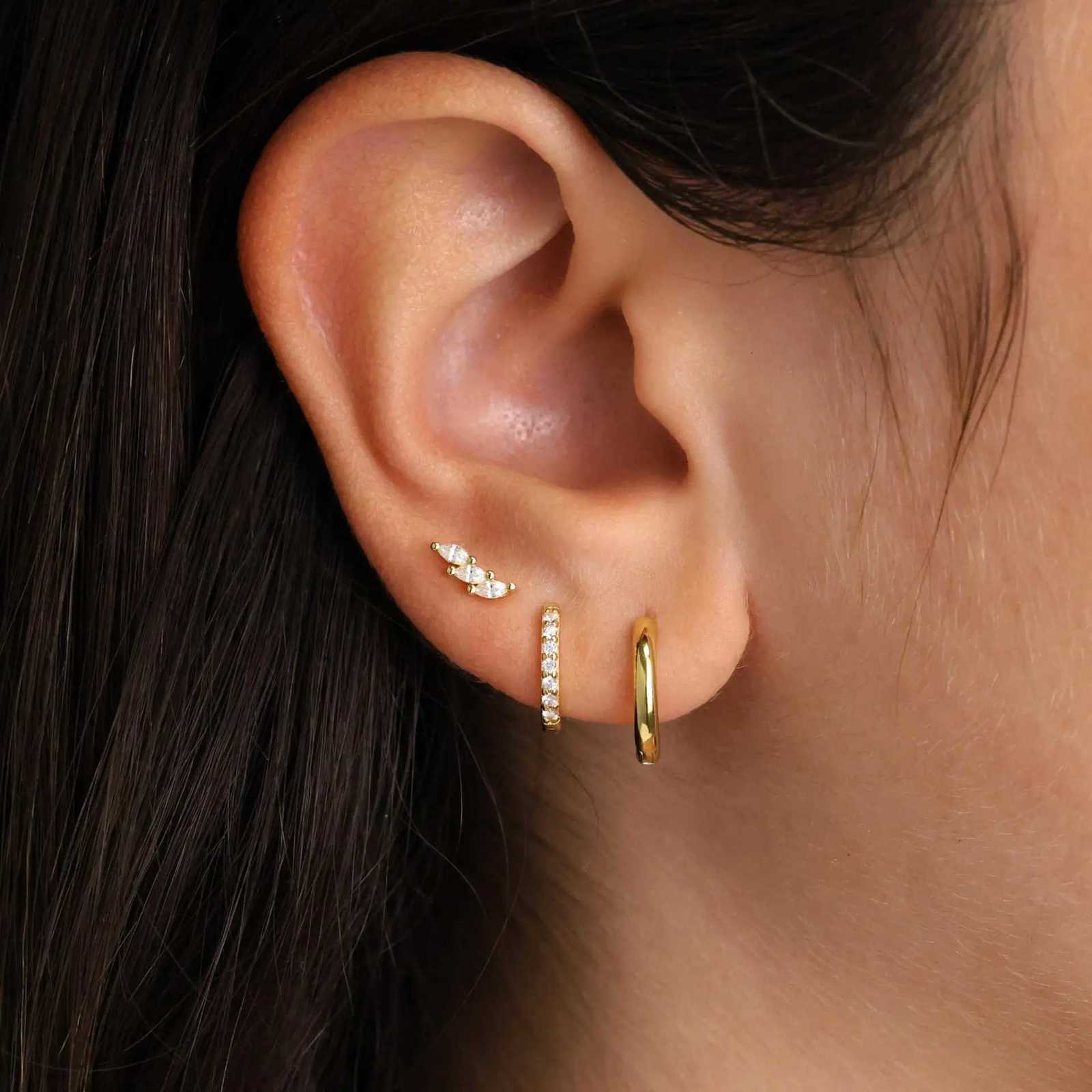 3 PCS Exquisite Zircon Little Huggies Hoop Earrings Set for Women Stainless Steel Unique Cartilage Earring Piercing JewelryXJ250718