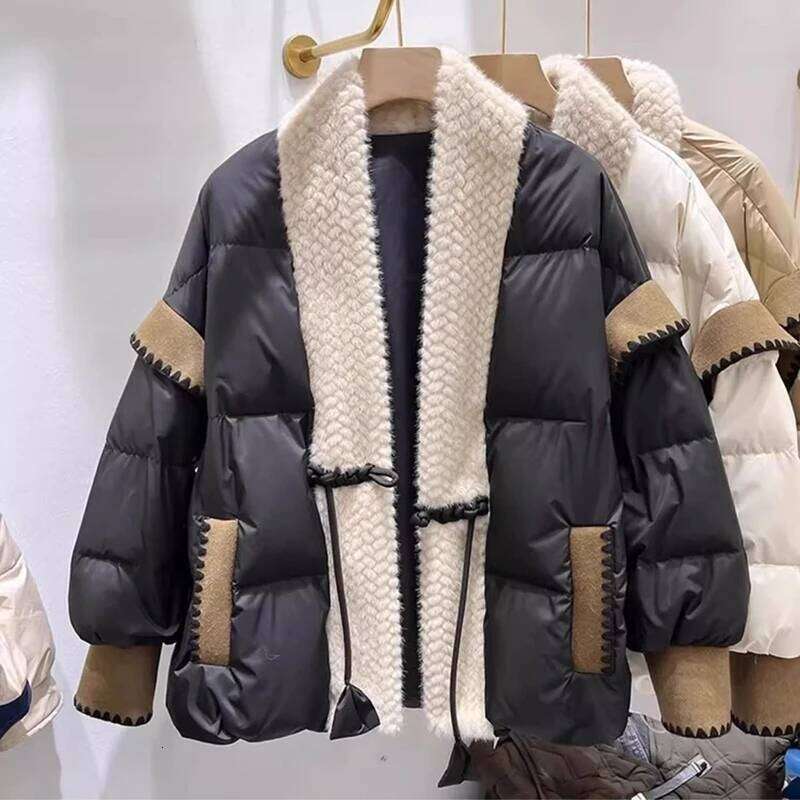 New Cotton-Padded Women's Ing Buckle Winter Solid Color Overcoat Parkas Fashion Bread Cotton Jacket Coats MDNG