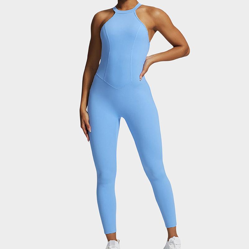 New peach hip backless one-piece yoga clothing outdoor running fitness one-piece tight sports quick-dry jumpsuit