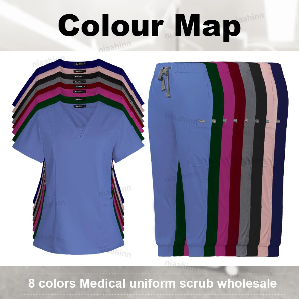 Niaahinn Scrub Hospital Uniform Top Pants Nurse Uniform High Fashion Uniforms Nursing Scrubs Set Sell Gowns 250715