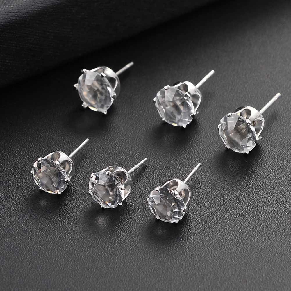 6/12 Pair Mixed Size White Black Color Cubic Zircon Stud Earrings SET Shiny Crystal Ear Studs for Men Women Punk Party Jewelry XJ250718