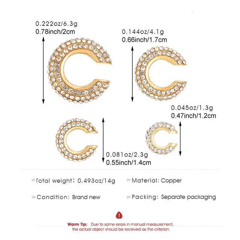 1Pcs Gold Color C Shape Round Cartilage Clip Earrings For Women Luxury Crystal Fake No Pierced Geometric Ear Cuff JewelryXJ250718