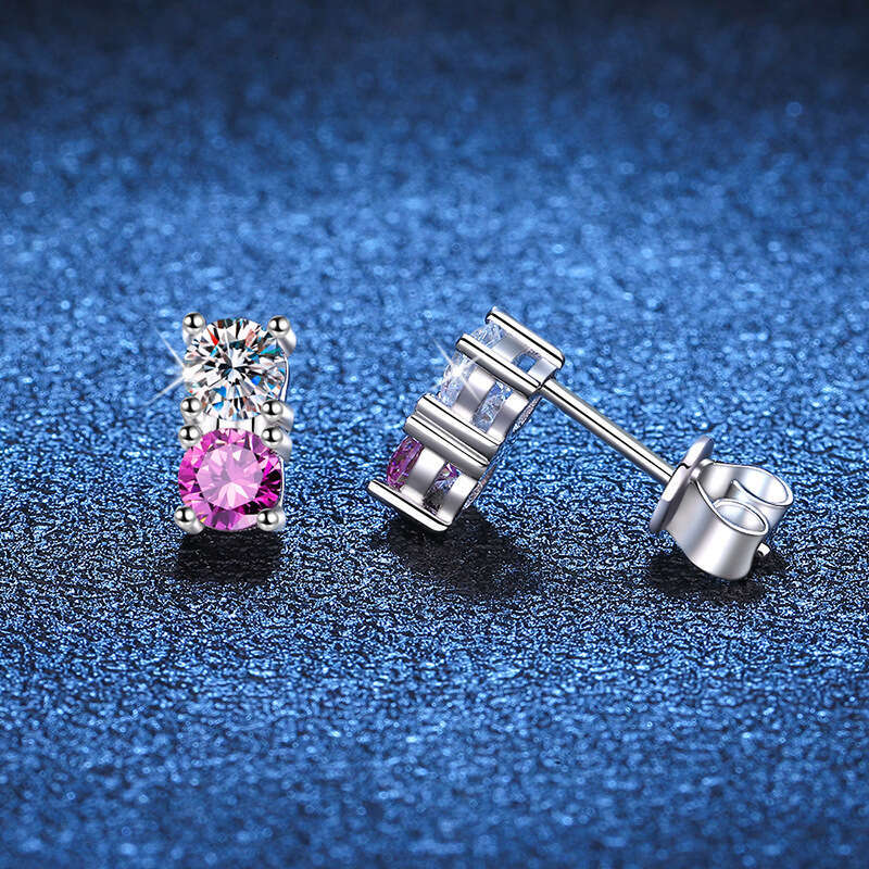 Live Colorful S Sterling Sier Classic Four-Prong Versatile Fine Craft D Color Moissanite Earrings c9a