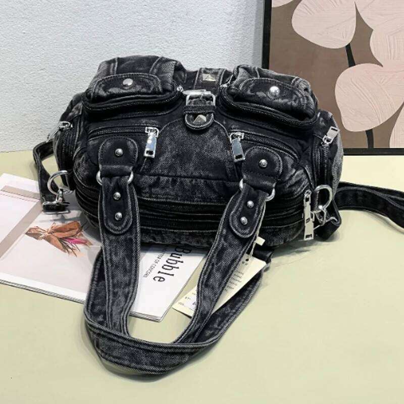 New Denim Armpit Crossbody Retro High-quality Motorcycle Multi Pocket Casual Shoulder Bag