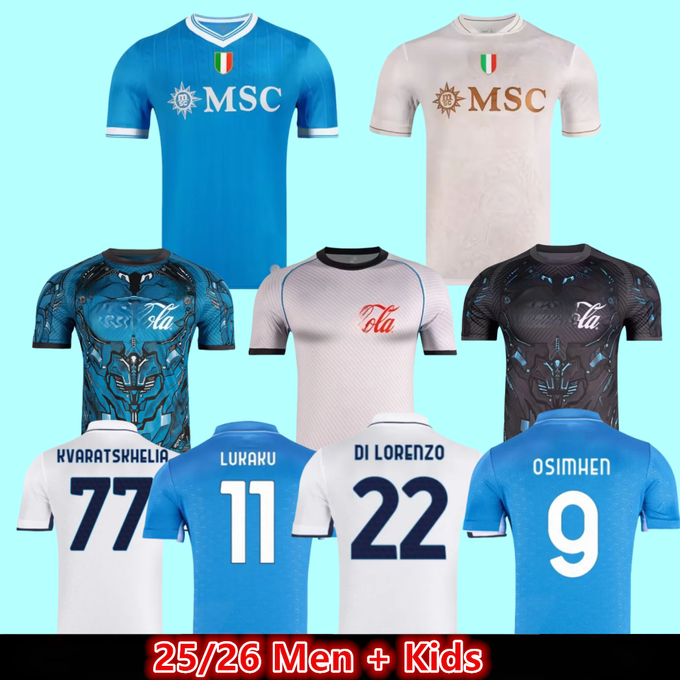 napoli 25 26 jersey McTOMINAY maglia napoli Soccer Jerseys M. OLIVERA ssc napoli kit Football shirts home away kids Naples 25 Training KVARATSKHELIA sets