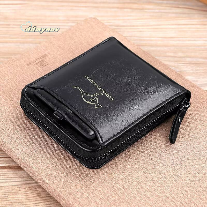 Leather Wallet for Men Fashion Cardholder Luxury Designer Purse with Zipper Card Holder Short Money Bag Man Gift Mens ddmynov