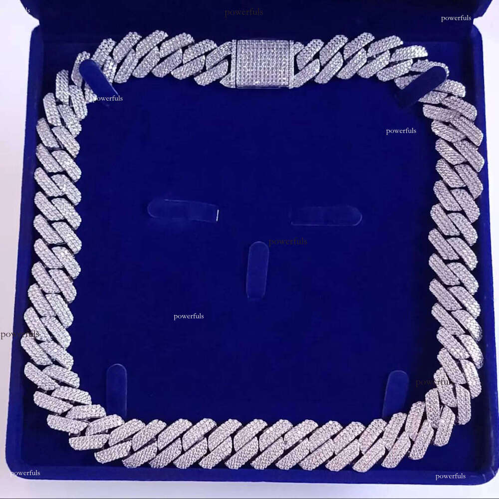 K Hip Hop Rapper 3 Rows Dia Thick Link Rhinestone Necklace Designer Jewelry 20Mm Cuban Chain