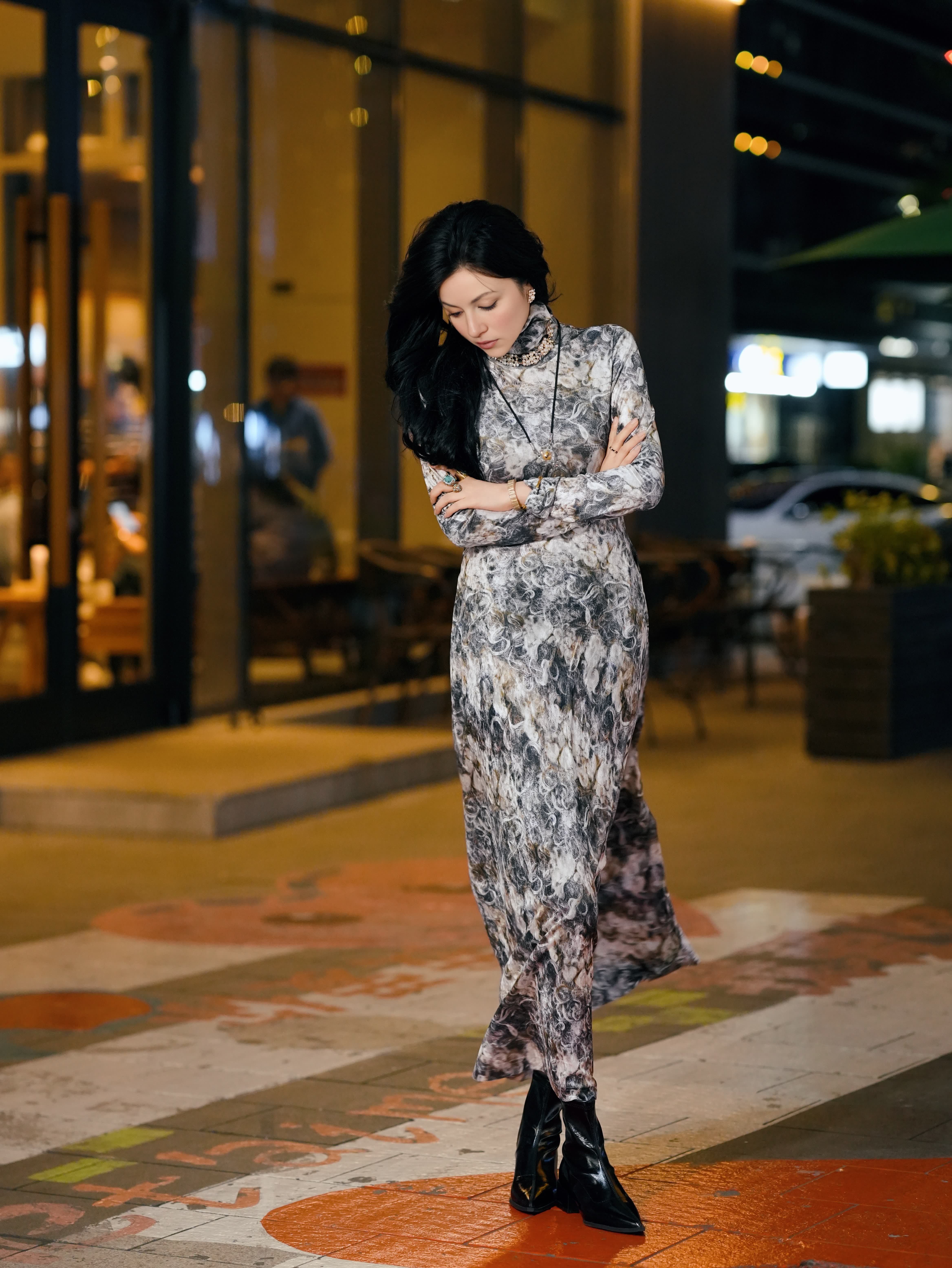 HZHJ new original design white cloud dress long sleeved floral French style fashion show