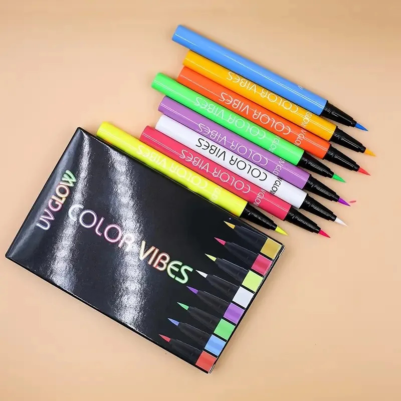 UV GLOW Vibrant 8pcs Fluorescent Eyeliner Pencil SetMatte Glow Waterproof Sweatproof Quick-Dry for Chrismas Haloween Party 250716