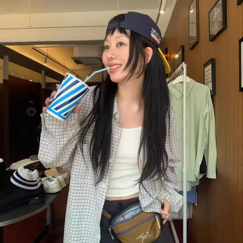 InStock Plaid Sun Protection Shirt Womens LooseFit 2024 Summer Style Mens Blouse Cotton Fabric China Mainland Origin 250717