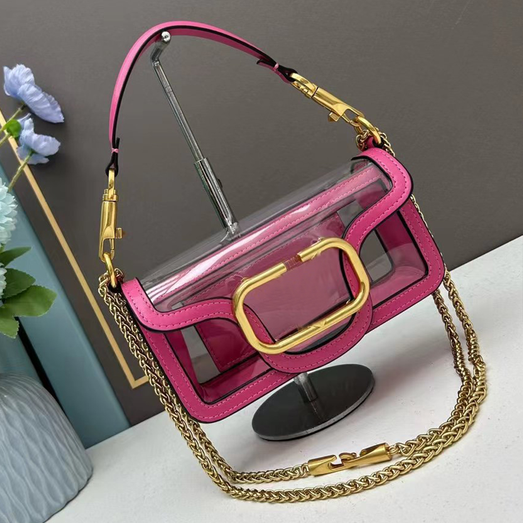 Designer Luxury Totes bag Handbag shoulder bags Chain on wallet for women Loco pink Clear Metal V Logo Crossbody clutch bag 27CM purse Classi Valentine Diamond bag