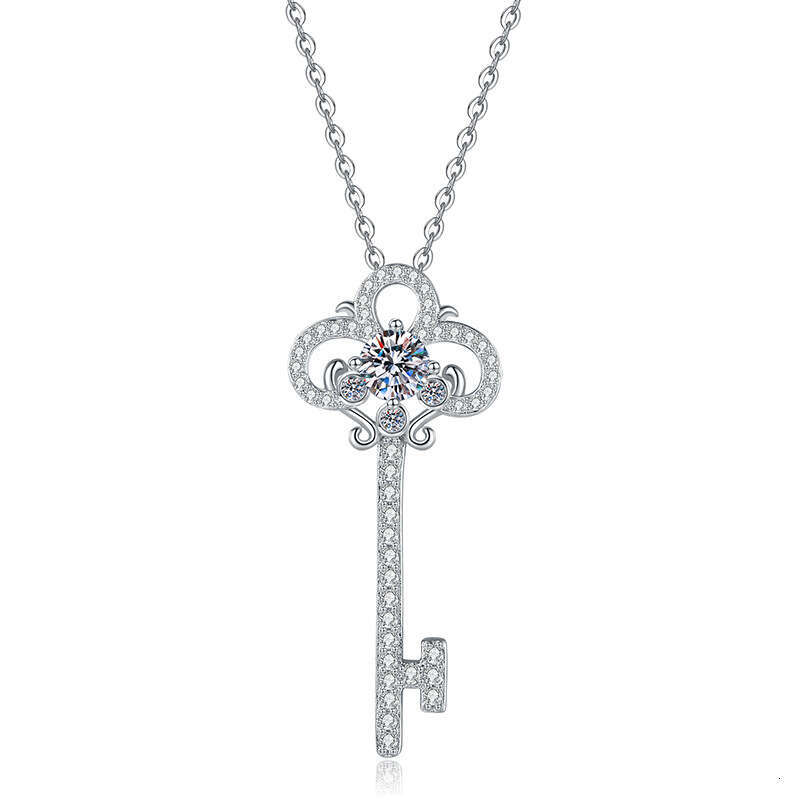 Live S Sier Pendant Twilight Key Clavicle Chain Moissanite Necklace b70