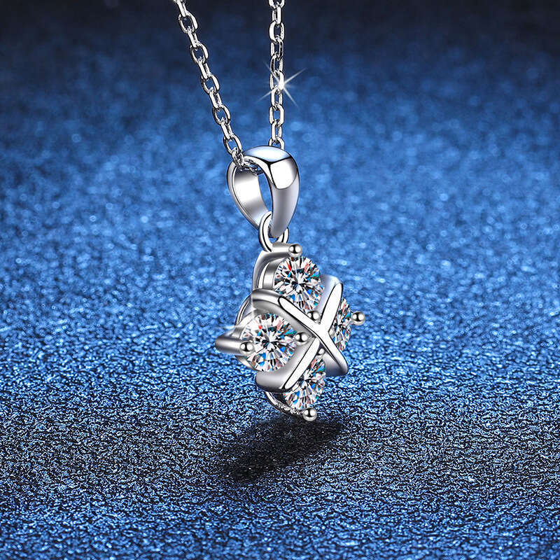 S Pure Sier Women Dreamcatcher Classic Cross Pendant Elegant Simple Moissanite Necklace fcd