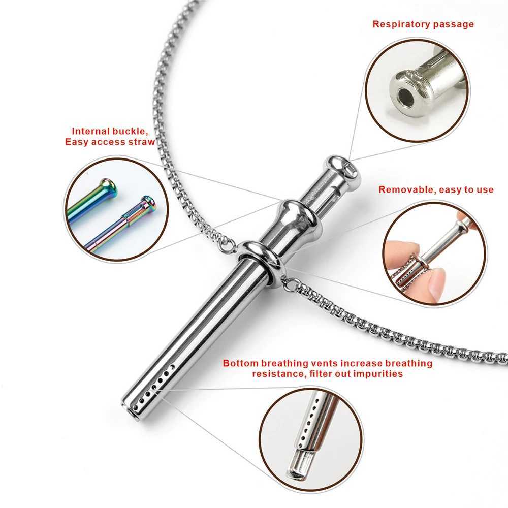 1pc Str Anxiety Reli Necklace 56mm ngth Stainss Steel Meditation Necklace Quit Smoking Anxiety Reli Necklace W250718