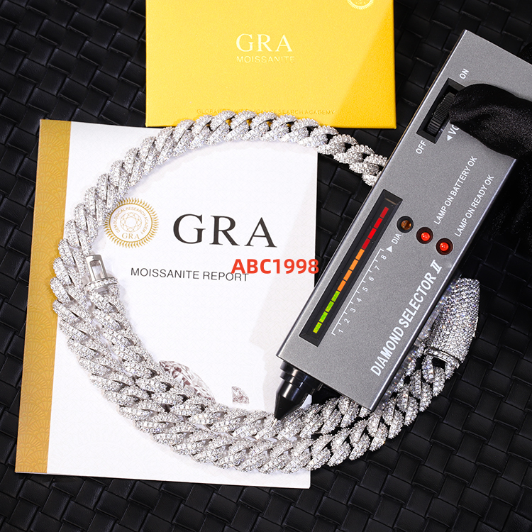 6 9 13 mm Iced Out Moissanite 925 Sterling Silver Cuban Link Chain Fine Jewelry Necklaces Bracelet Hip Hop Cuban Chain