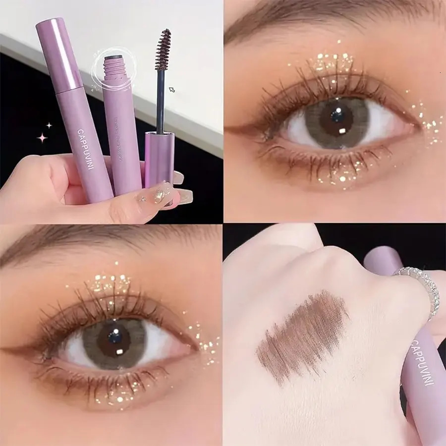 Black Brown Mascara Purple Tube Mascara Waterproof Smudge Proof Dense Curling Slender Long-lasting Eyelash Primer Contains Plant 250717